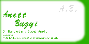 anett bugyi business card